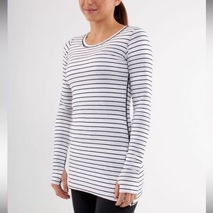 Lululemon Every Yogi Long Sleeve Wide Bold Stripe Deep Indigo / Deep Indigo
